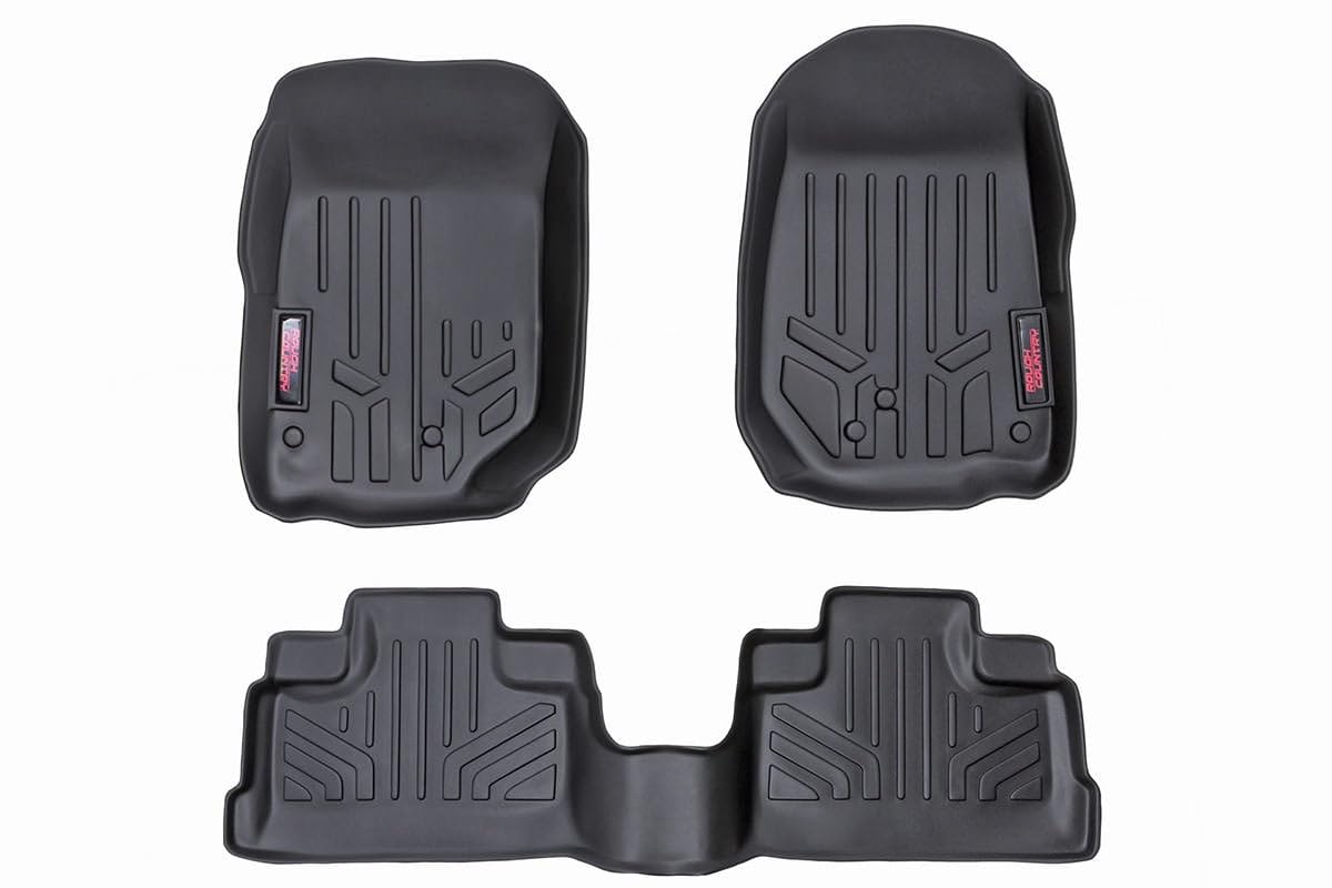 Rough Country Floor Mats for Jeep Wrangler JK Unlimited 2007-2013 - M-60712, Black | Front, Rear