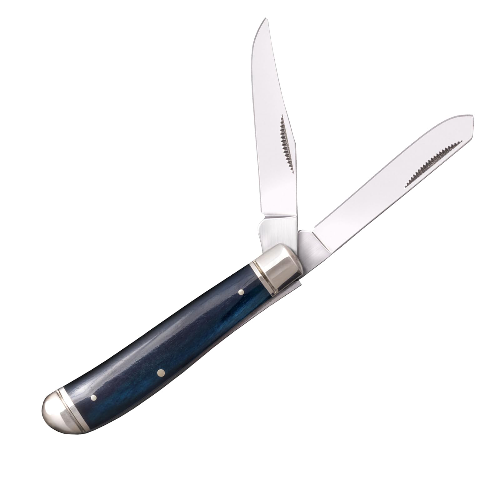 Cold Steel Mini Trapper Practical Versatile Durable Compact Pocket Folding Knife - 2 Blades; Blue Bone Handle; Slip Joint Lock