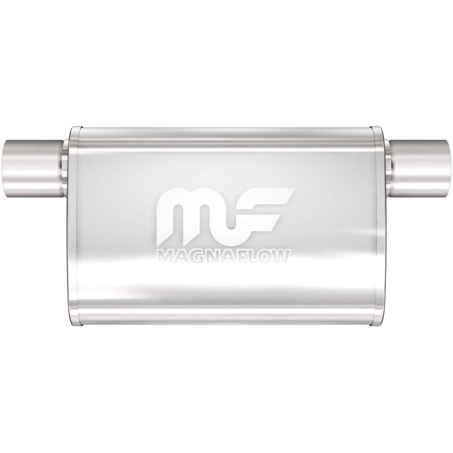 Performance MagnaFlow Exhaust Muffler 11375: 2.25"/2.25" Inlet/Outlet, 4x9x11" Oval, Stainless Steel, Satin Finish