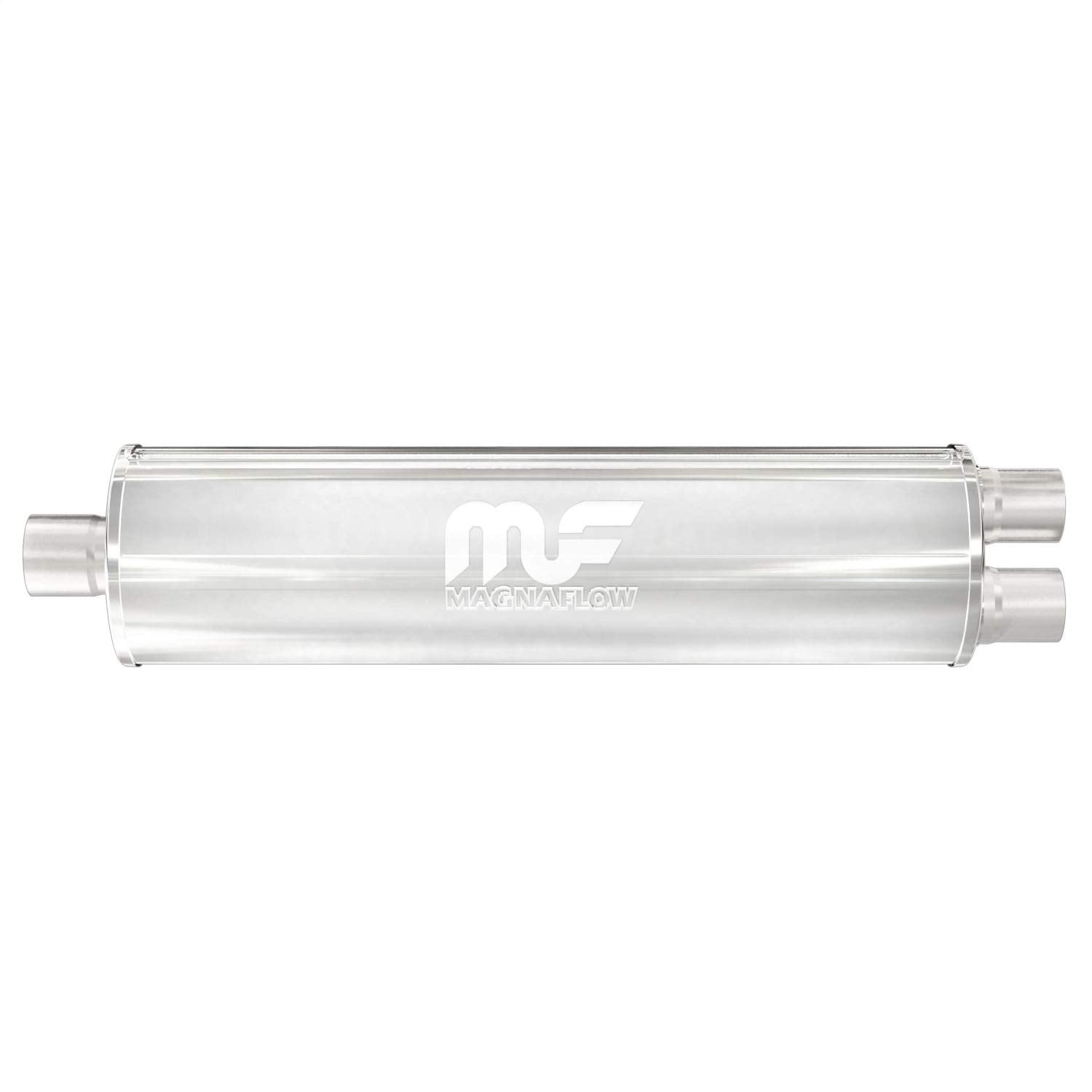Performance MagnaFlow Exhaust Muffler 12763: 3"/2.5" Inlet/Outlet, 7x7x24" Round, Stainless Steel, Satin Finish