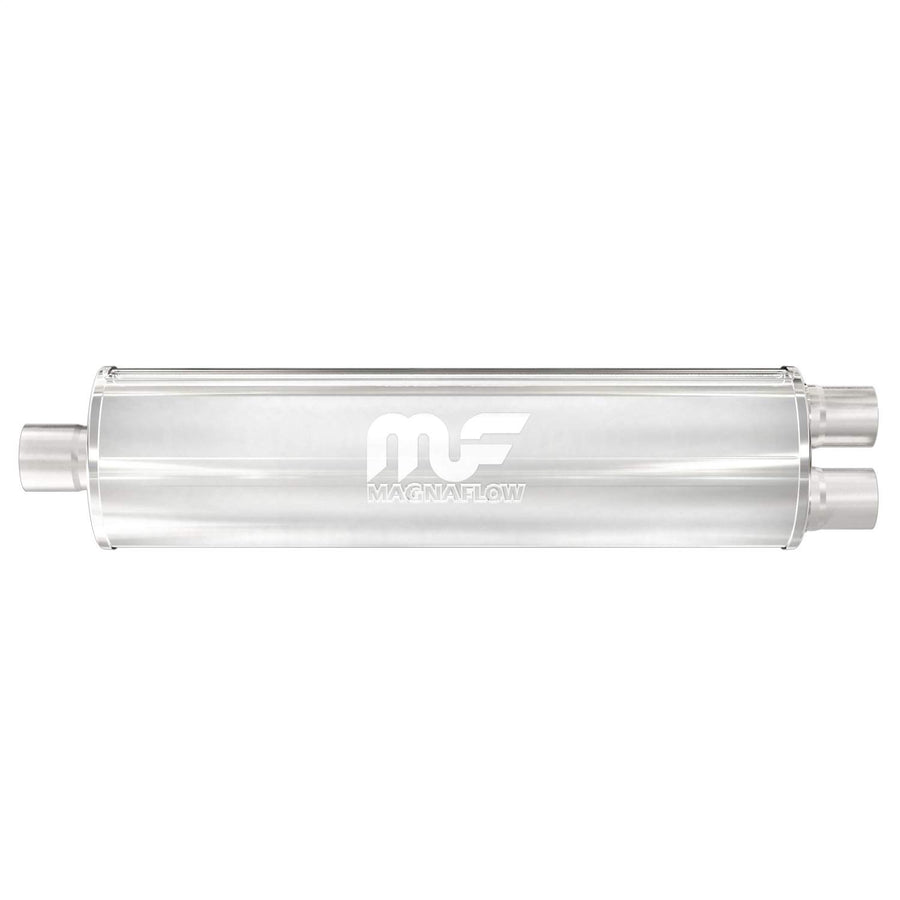 Performance MagnaFlow Exhaust Muffler 12763: 3"/2.5" Inlet/Outlet, 7x7x24" Round, Stainless Steel, Satin Finish