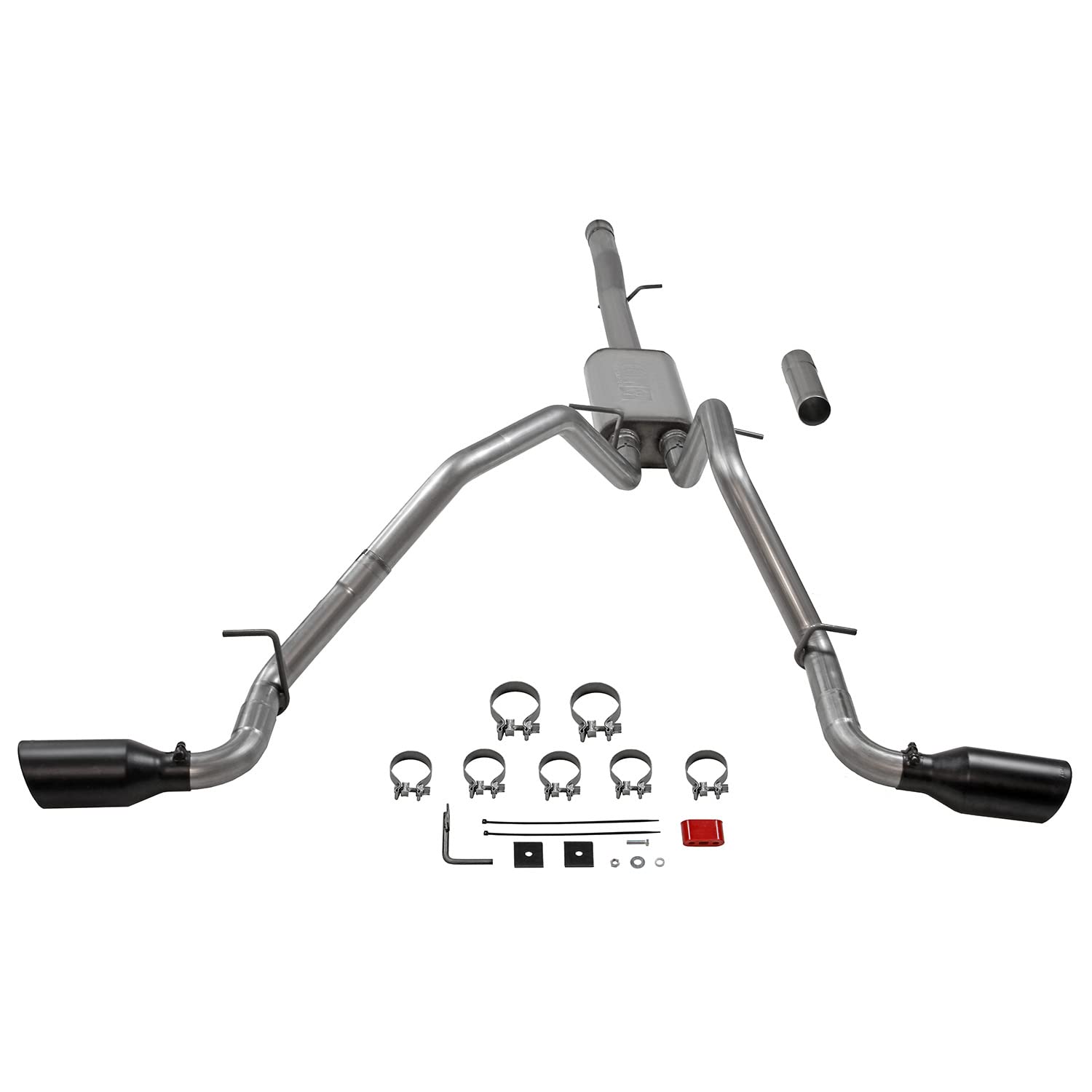 Flowmaster 717988 Cat-Back FlowFX Exhaust Kit 3.5 to 2.5 Inch Dual Side Exit Stainless 4 Inch Black Tips Compatible with 2011-2018 Chevy Silverado GMC Sierra 1500 6.2L 2/4WD all Wheelbases