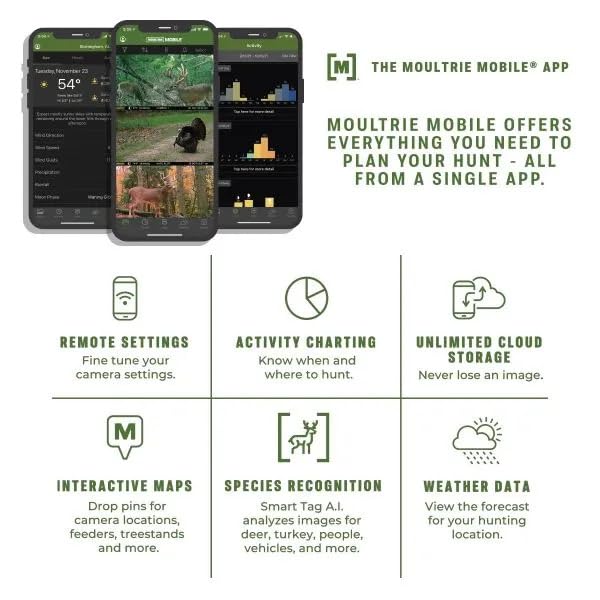 Moultrie Cellular Trail Camera Edge Pro - Auto Connect, Nationwide Coverage, False Trigger Elimination Tech,1080p Video with HD Audio, 100ft Detection Range