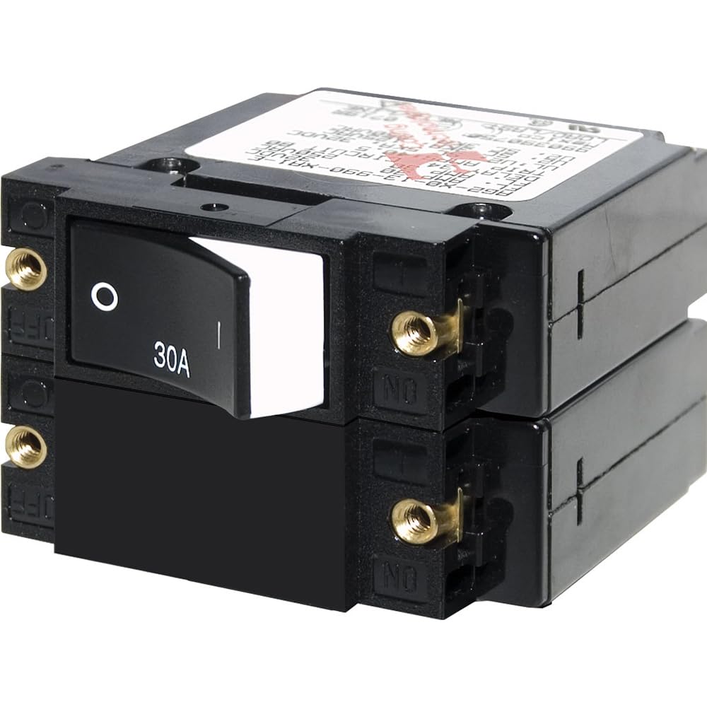 A-Series Blue Sea Systems Raised Rocker Double Pole 30A Circuit Breaker