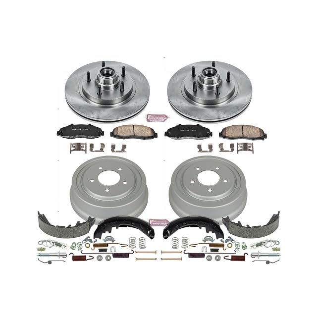 Power Stop Autospecialty KOE15175DK Front and Rear Replacement Brake Kit-OE Brake Drums & Ceramic Brake Pads For Ford F-150 1997-2000 [Model Specific]