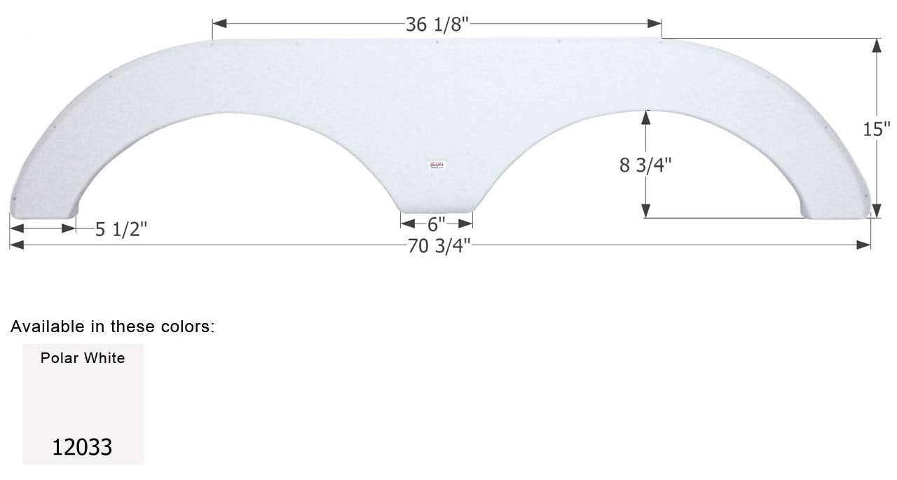 Tandem Axle Fender Skirt ICON 12033 FS2033 for Forest River - Polar White