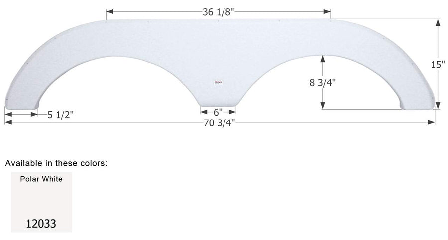 Tandem Axle Fender Skirt ICON 12033 FS2033 for Forest River - Polar White