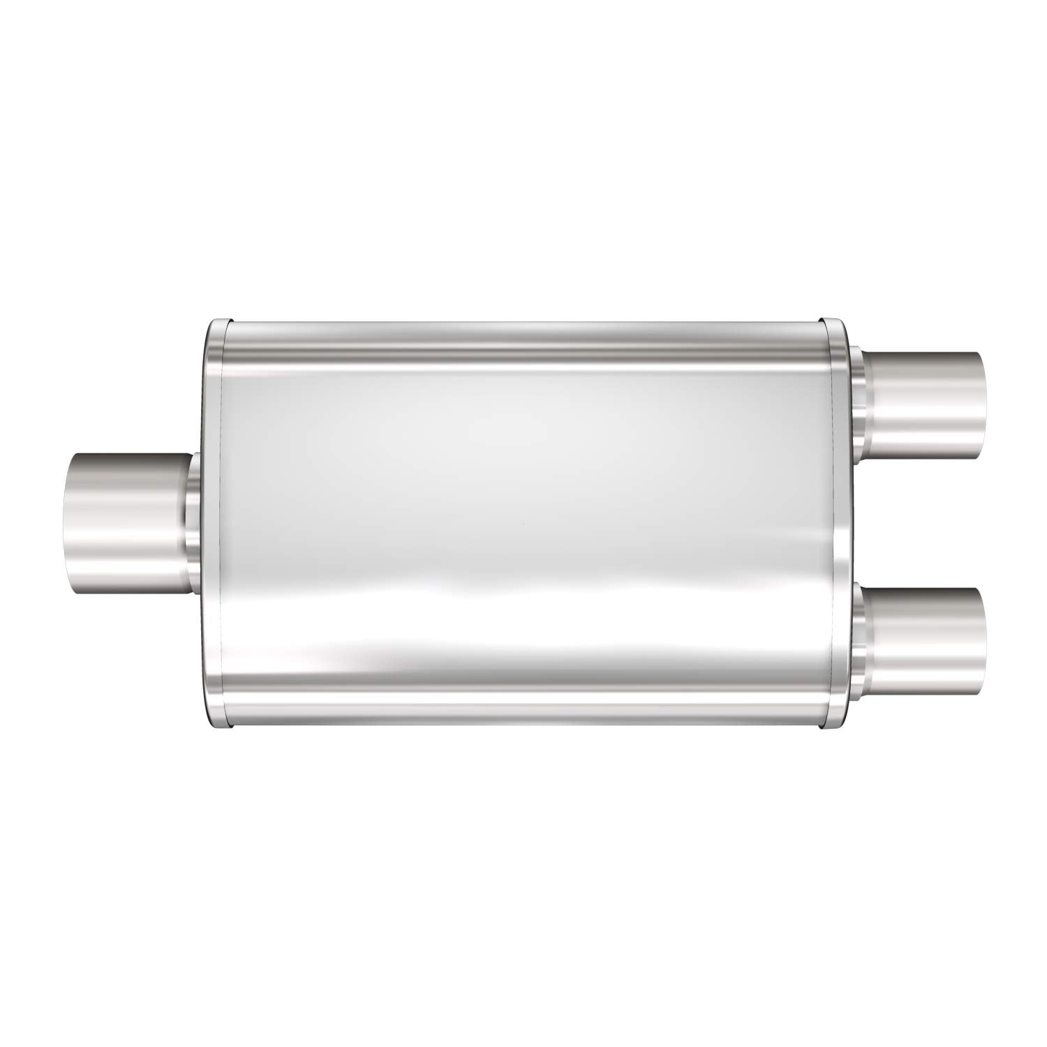MagnaFlow Exhaust Performance Muffler 13148: 2.25"/2" Inlet/Outlet, 4x9x14" Oval, Stainless Steel, Satin Finish