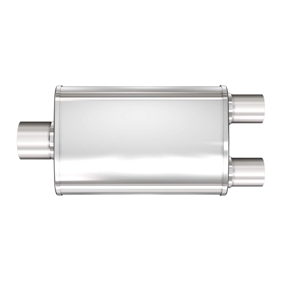 Performance MagnaFlow Exhaust Muffler 13288: 3"/2.5" Inlet/Outlet, 4x9x14" Oval, Stainless Steel, Satin Finish