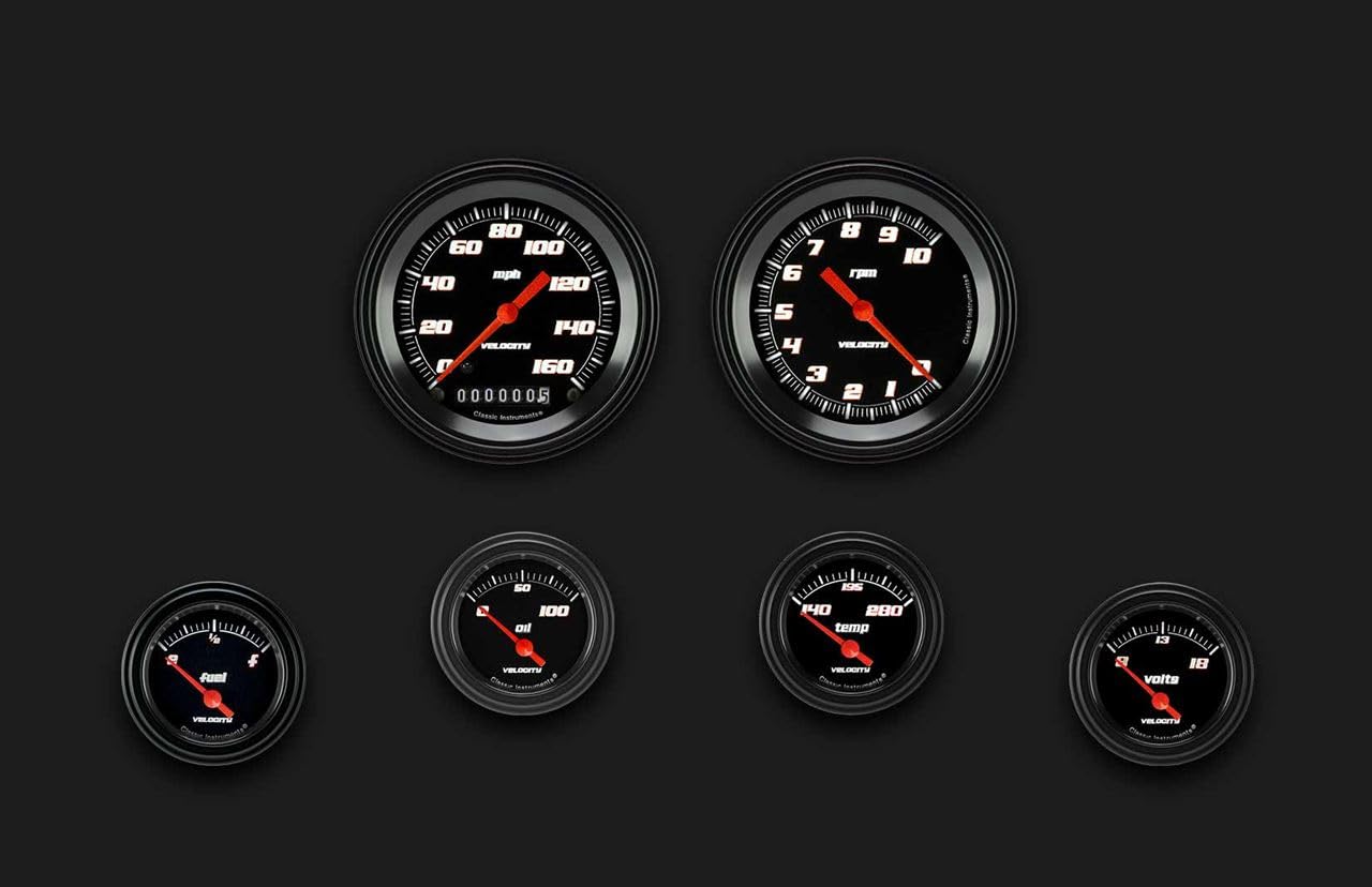 Velocity Black Classic Instruments VS01BBLF 6 Gauge Set - GM