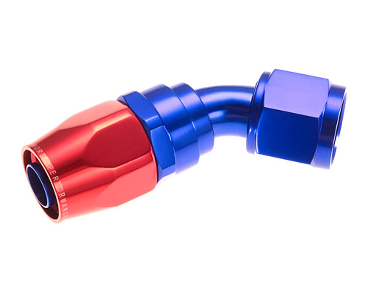 Performance Red Horse 1045-20-1-20 An 45 Degree Aluminum Hose End-Red/Blue