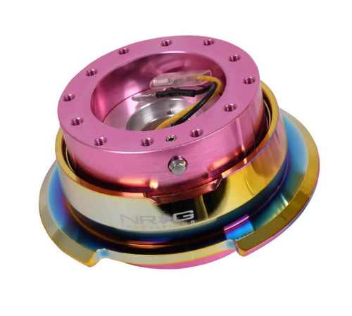 NRG Innovations GEN 2.8 NRG-SRK-280PK-MC Steering Wheel Quick Release Adapter, 6-Hole & 6x70 and 6x74mm Bolt Patterns Pink Body/Neo Chrome Ring