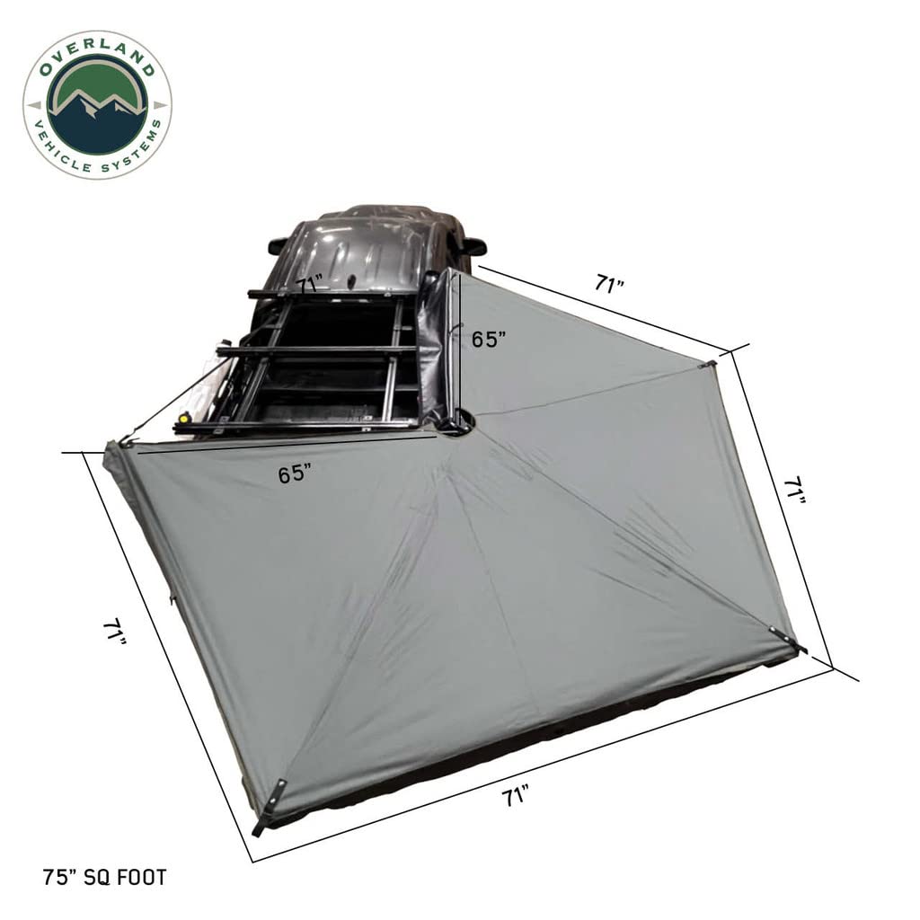Overland Vehicle Systems Nomadic 270 LTE Awning Passengers Side | Dark Gray | Includes Black Travel Cover | 19689909