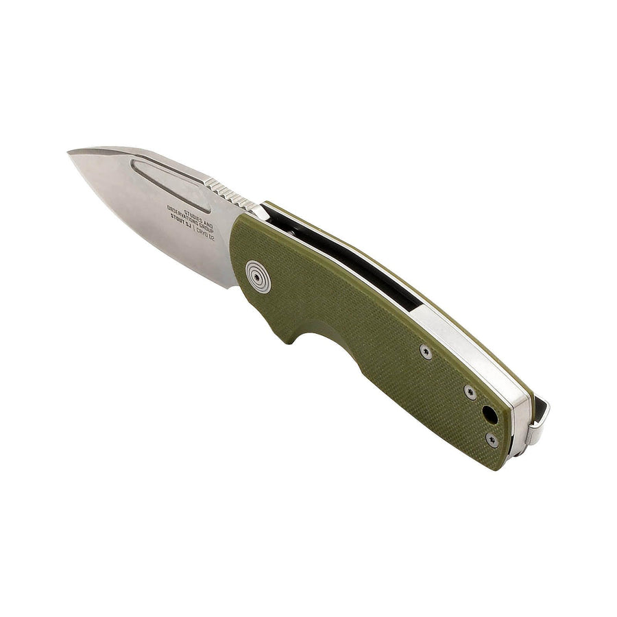 SOG Stout SJ Folding Knife Everyday Carry Portable Outdoor Camping | Ambidextrous Carry | CRYO D2 Steel Blade | Slip Joint, OD Green/Stonewash, Presentation Box