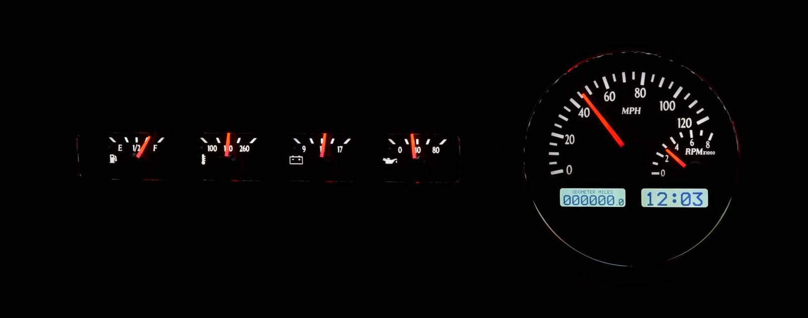 VHX-41C-S-W Dakota Digital 41-48 Chevy Car Analog Dash Gauge System Silver Alloy White