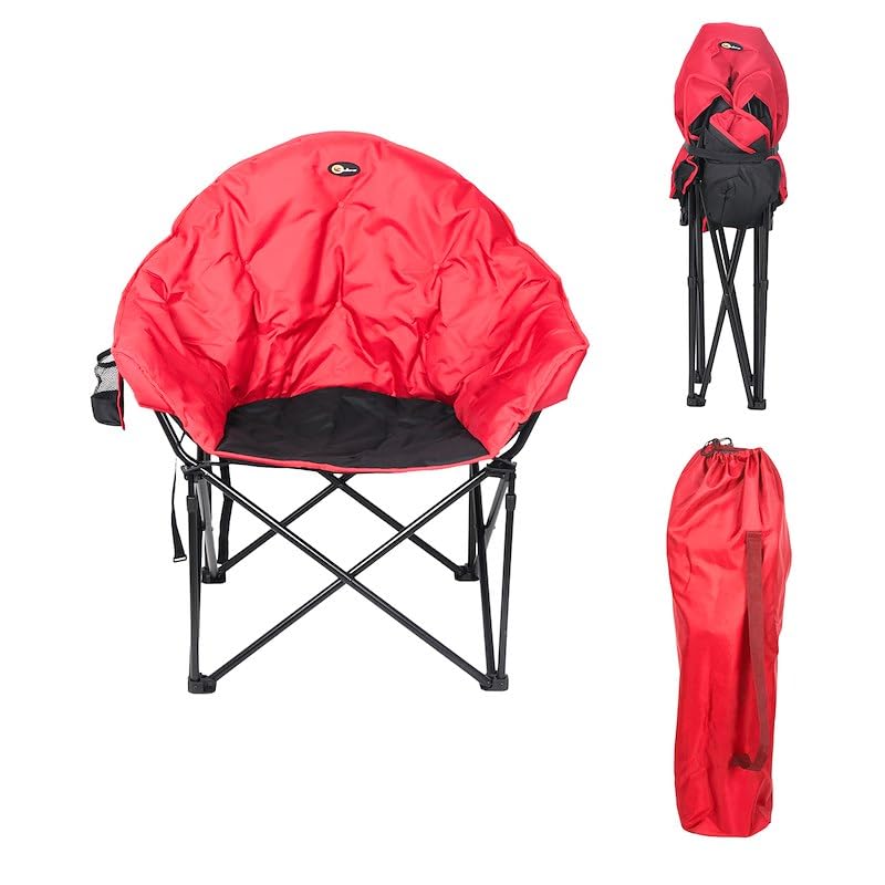 Big Dog Faulkner 49579H Bucket Chair Burgundy Black Camouflage Foldable Camping Chair with Padded Seat and Backrest Cup Holder and Carry Bag 300 lb Capacity Steel Frame