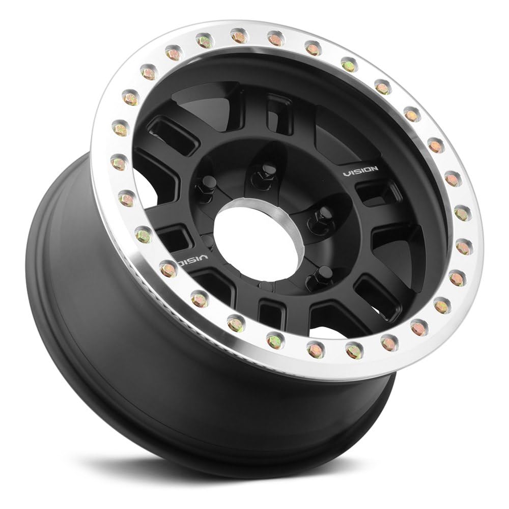 Custom Wheel Vision 398 MANX BEADLOCK - 17x8.5, -15 Offset, 8x165.1 Bolt Pattern, 130.8mm Hub - Gloss Black Rim
