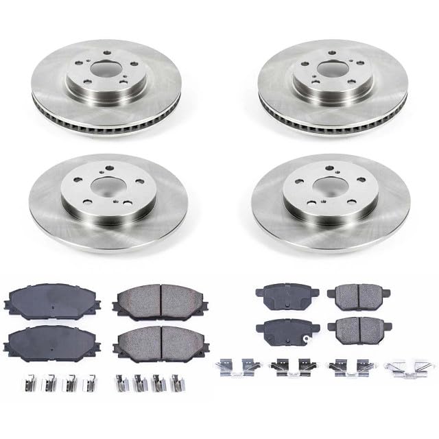 POWERSTOP Autospecialty KOE4142 Front and Rear Replacement Brake Kit-OE Brake Rotors & Ceramic Brake Pads For Pontiac Vibe 2009-2010, Toyota Matrix 2009-2013 [Model Specific]