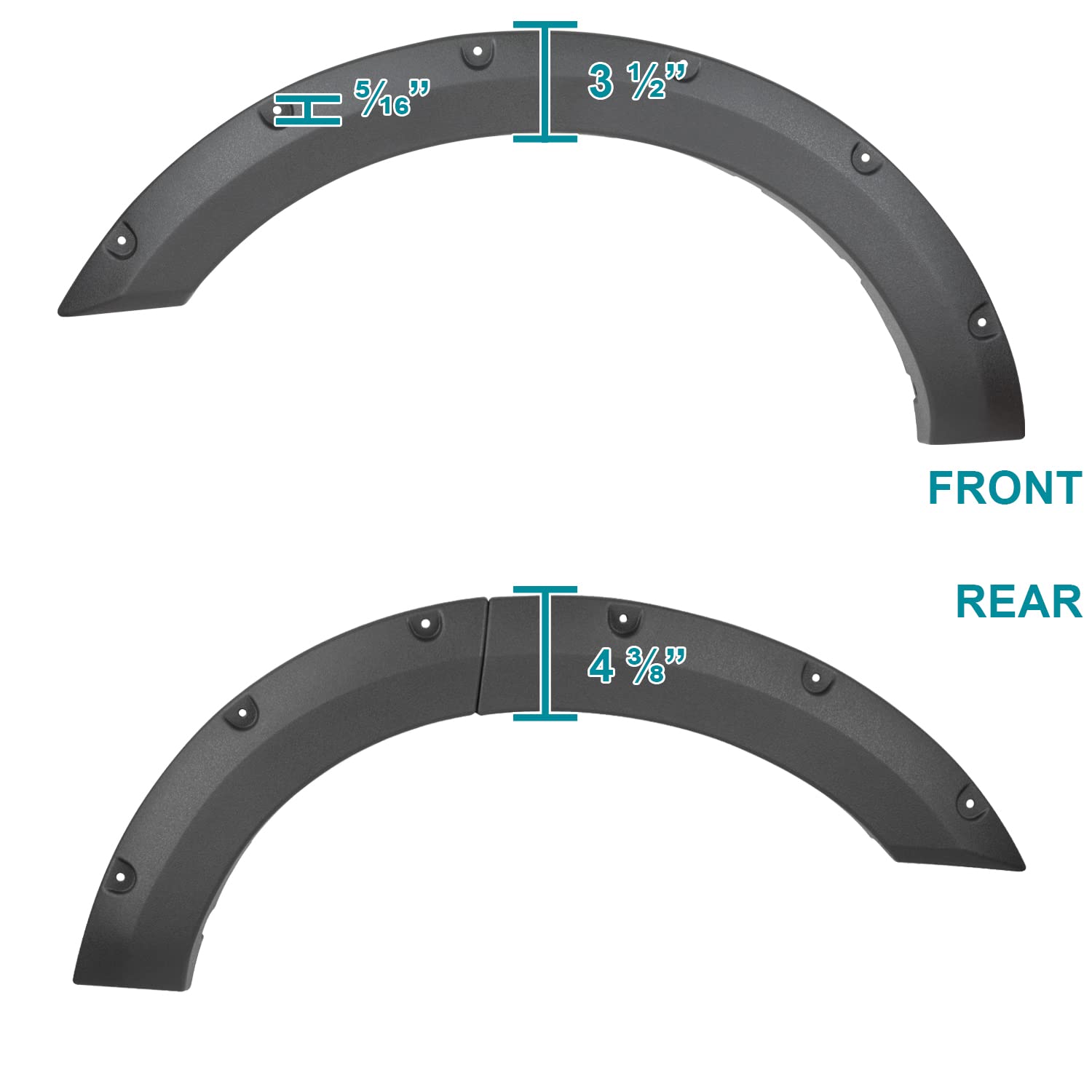 4PC Spec-D Tuning Front + Rear Textured Bolt On Pocket Style Fender Flares Compatible with 2021-2022 Ford Bronco Sport