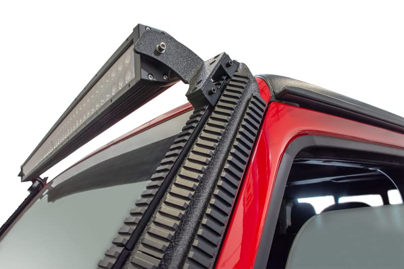 D-JL-190052-PIL | DV8 Offroad A-Pillar Mount for 18-25 Wrangler JL & 20-25 Gladiator JT | PIC Rail Accessory System | Includes Light Bar Attachment | Multiple Mounting Positions Along Slotted Rail