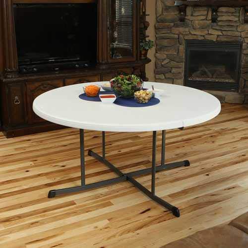 60-Inch Round Lifetime Fold-in-Half, 2 Pack, Commercial, White Granite Table