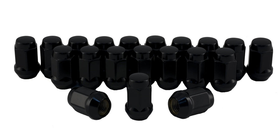 C1707B-SET Rocket Racing Wheels 12mm 1.5 Bulge Acorn Lug Nuts Black 3/4 Hex 20