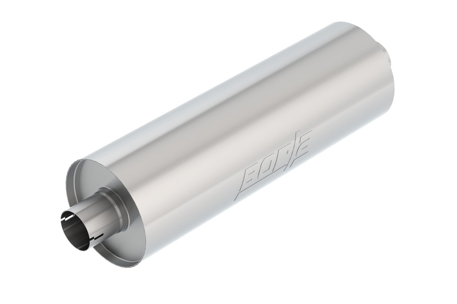 BORLA Specialty Heavy Duty (Truck) Muffler 401158 - 2.75" Center Inlet/ 2.75" Center Outlet 7.75" Round x 24" Long Body 29" Overall Length. Universal Part. Reversible Design. Notched Necks.