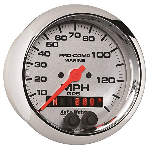 Speedometer AutoMeter 200638-35 Gauge (Marine Chrome Ultra-Lite 3 3/8", 140Mph, GPS, Marine Chrome)