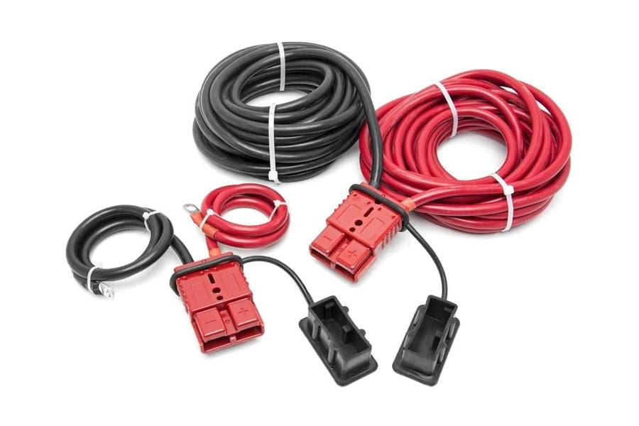 2 Quick Disconnect Winch Power Cable Rough Country | 24 FT - RS108, Black