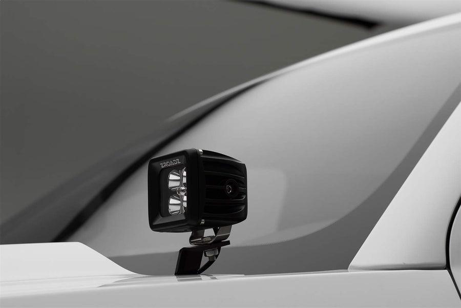 ZROADZ LED Ditch Hood Hinge Kit - Compatible w/ 2014-2018 GMC Sierra 1500 - Incl. (2) 3 Inch Pod LED Lights - Mild Steel Gloss Black Finish - Easy Bolt-On Installation - PN #Z362081-KIT2