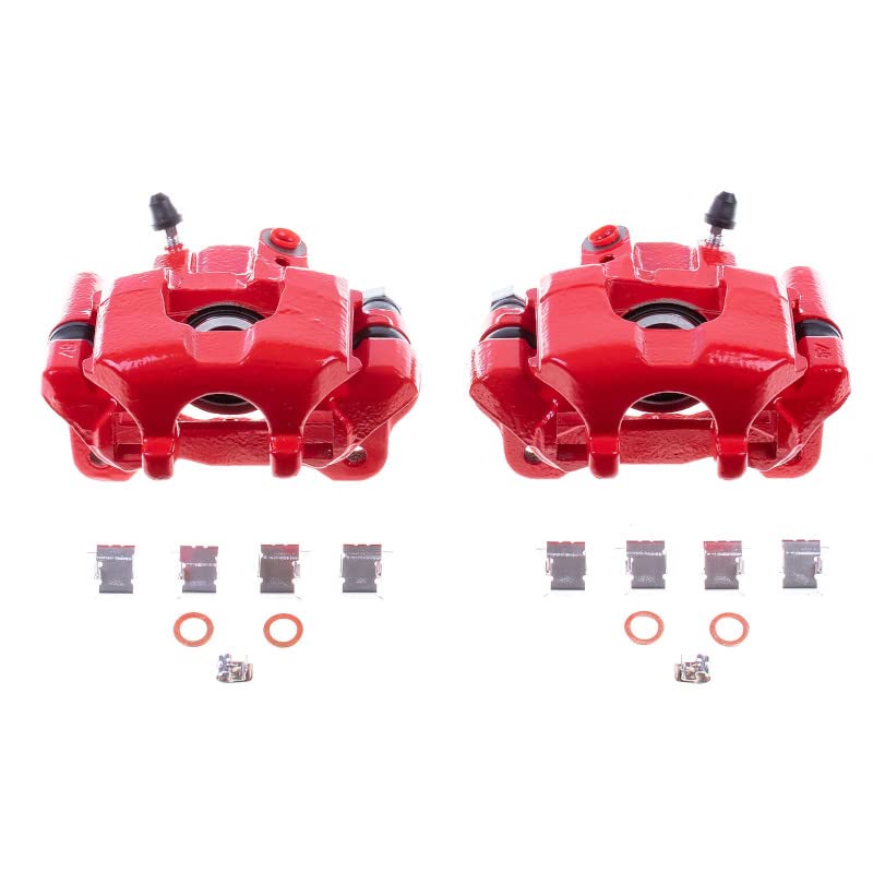 Power Stop S2950 Rear Pair of High-Temp Red Powder Coated Calipers for Scion tC 2005-2010 [Model Specific]