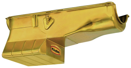 Milodon Steel, Gold Zinc Plated 30955 Oil Pan for Big Block Chevy Street and Strip