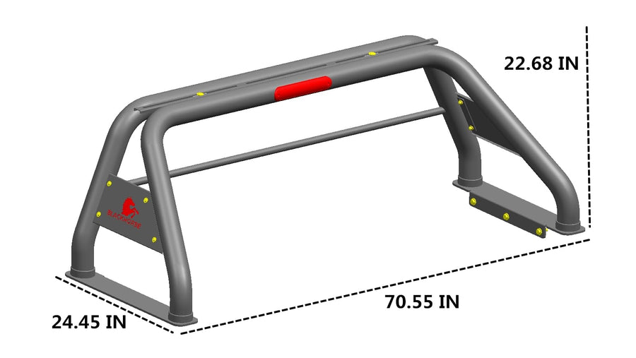 Classic Black Horse Roll Bar Incl. Set of 5.3" Dia.LED Lights w/Black Trim Rings Stainless Steel Compatible with 2017-2022 Nissan Titan|2011-2022 Ram 3500|2011-2022 Ram 2500|2007-2024 Toyota Tundra