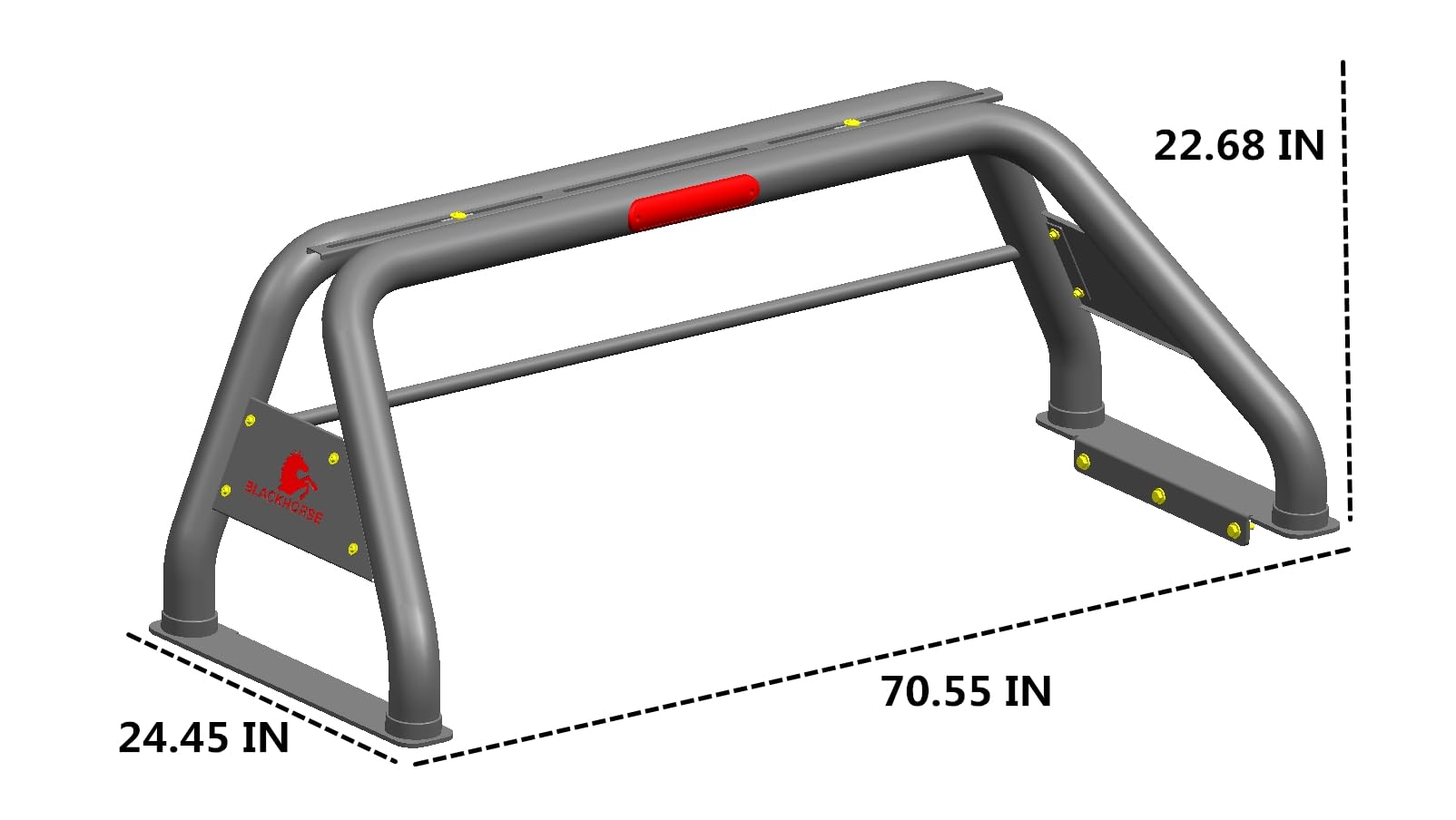 Classic Black Horse Roll Bar Incl.Set of 9 Black Round LED Light Stainless Steel Compatible with 17-24 Titan|00-24 Ram 2500/3500|01-24 Silverado/Sierra 1500/2500 HD|00-24 F-150|07-24 Tundra