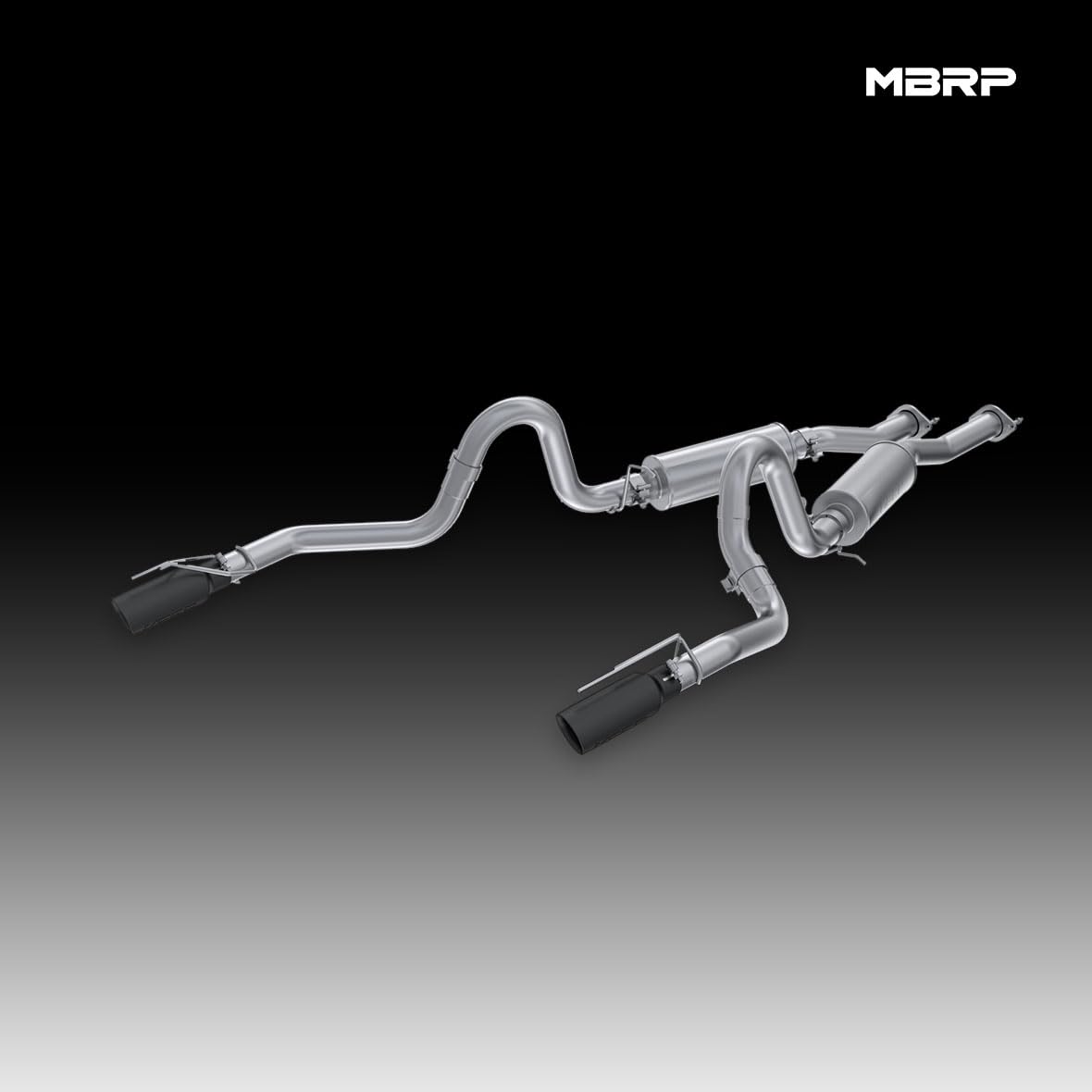 MBRP 99-04 Ford Mustang GT 4.6L Dual Split Rear 2.5in. Cat Back w/ 3.5in. Blk. Dual Wall Tips - S7221ALBT