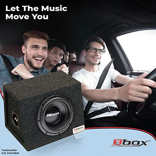 Bbox Sealed Single Hatchback 8 Inch Subwoofer Enclosure - Car Subwoofer Boxes & Enclosures - Premium Subwoofer Box Improves Audio Quality, Sound & Bass - Nickel Finish Subwoofer Terminal - Black