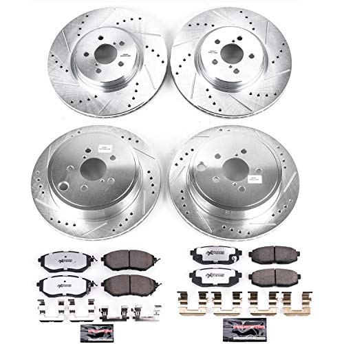 Power Stop K5830-26 Z26 Carbon Fiber Brake Pads Front and Rear with Drilled & Slotted Brake Rotors Kit For Subaru Legacy 2010-2014, Subaru Outback 2010-2014 [Model Specific]