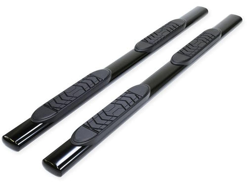 Straight TrailFX A7048B Nerf Bars Fits Chevrolet Colorado Crew Cab 2015-2026 Oval 5 Inch with Step Pads & Bed Step Black Powder Coated Steel, Welded End Caps, Rocker Panel Mount