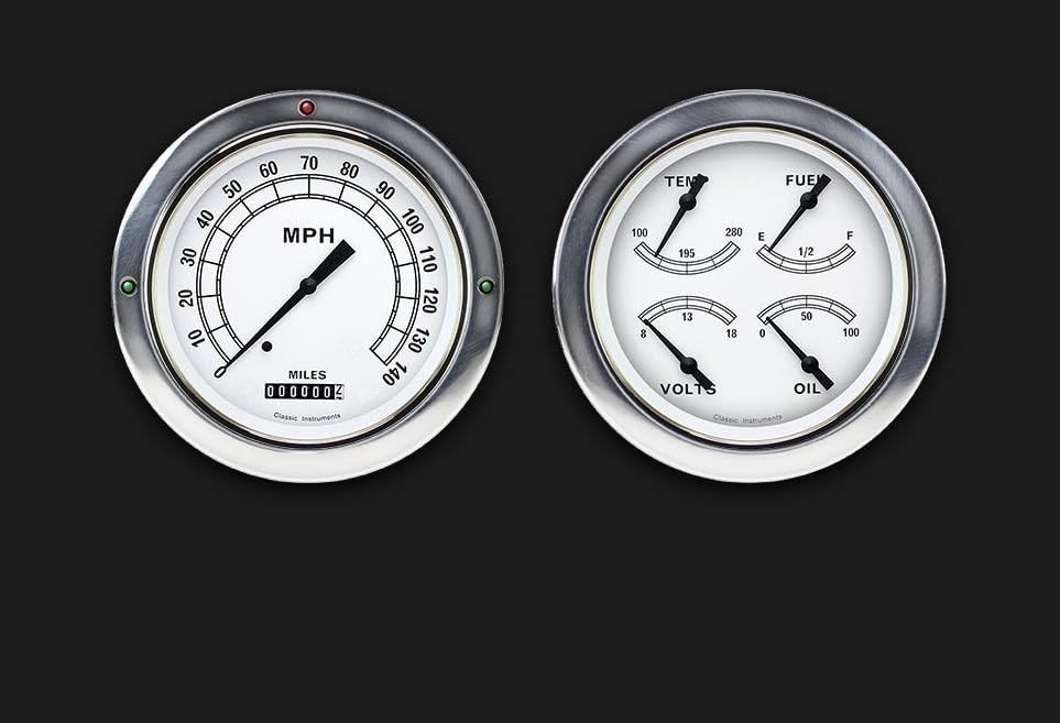 Classic Instruments 1954-1955 Chevy Truck CT54CW52 Classic White 4 5/8" Speedometer & Quad Gauge - GM