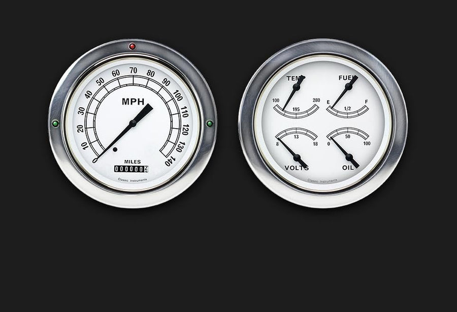 Classic Instruments 1954-1955 Chevy Truck CT54CW52 Classic White 4 5/8" Speedometer & Quad Gauge - GM