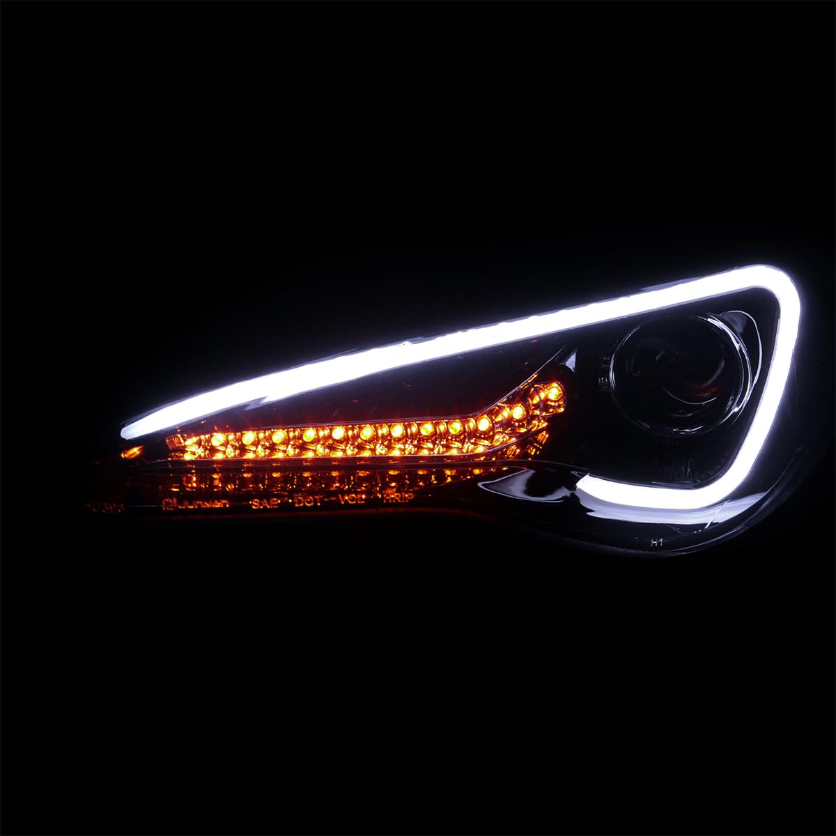 Black Smoke LED Tube Projector Headlights SPEC-D TUNING Compatible with 2013-2016 Scion FR-S FRS with Factory Halogen Headlights Left + Right Headlamps Assembly