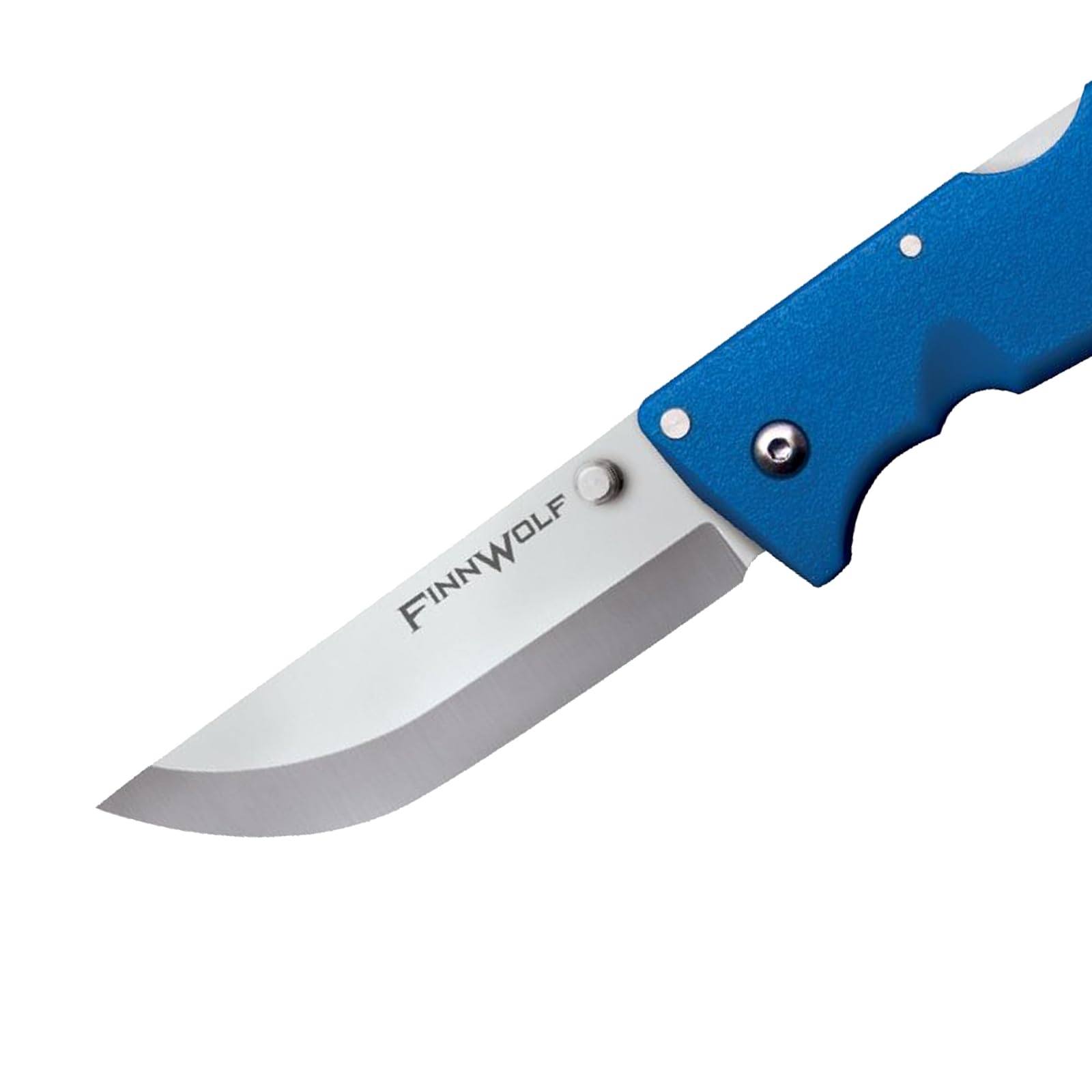 Cold Steel 3.5in Finn Wolf AUS8A Razor-Sharp Straight Back Blade 4.375in Griv-Ex Blue Handle Hunting Folding Knife, Boxed