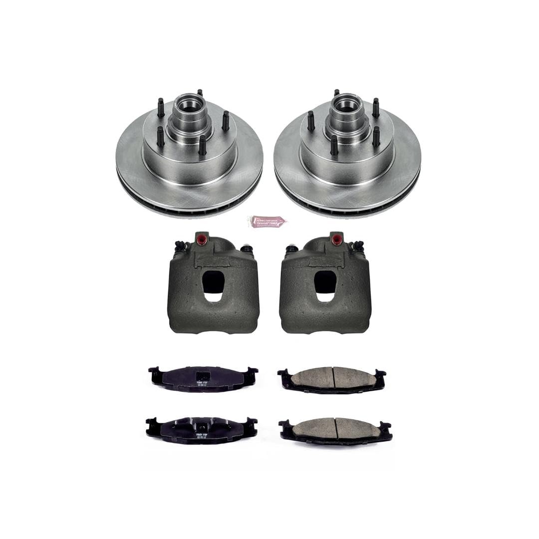 Power Stop KCOE1831 Replacement Autospeciality Front Caliper Kit- OE Rotors, Ceramic Brake Pads, Calipers For Ford E-150 Econoline 1994-2001, Ford F-150 1994-1996 [Model Specific]