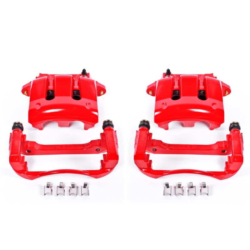 Power Stop S4928 Front Pair of High-Temp Red Powder Coated Calipers for Ford Mustang 2005-2010 [Model Specific]