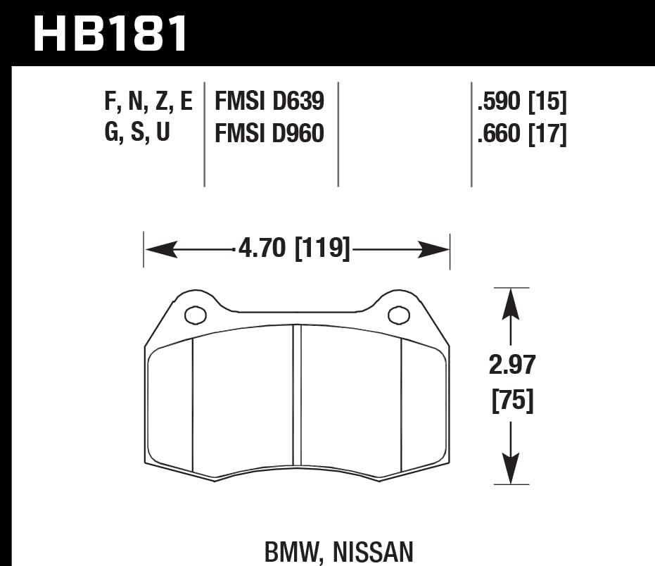 Hawk Performance HT-10 Motorsport Brake Pads HB181S.660