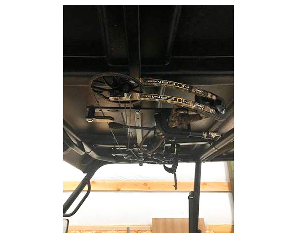 Quick-Draw Great Day Overhead Bow Rack - for UTVs with Roll Bar Width of 54-60in - Black Powder-Coated Finish - Single Bar Model - 1 Bow, QD862-OBR