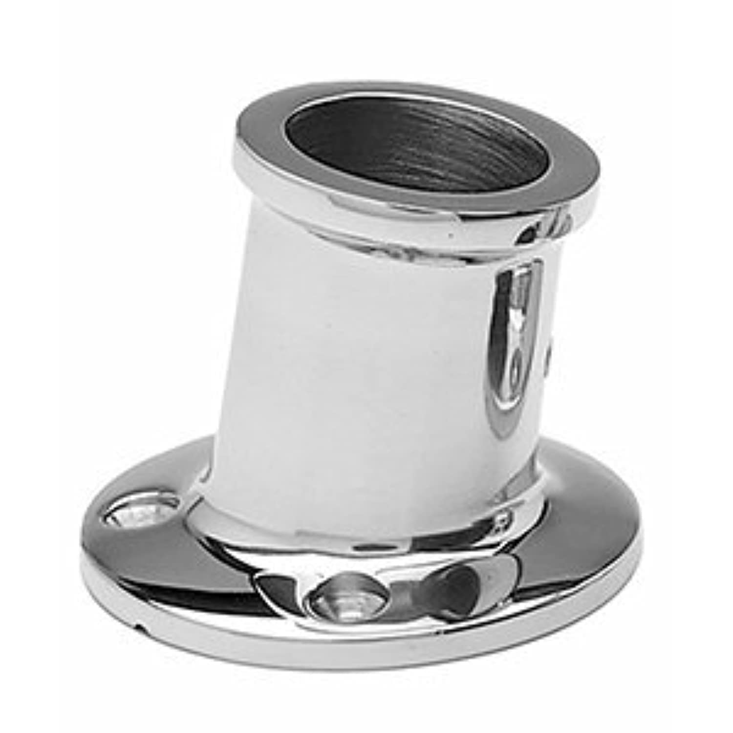 Taylor Made Boat Flag Pole Socket, Top-Mount, Tilts 10-Degree Angle, Fits 1" to 1-1/4" Diameter Poles, T316 Polished Stainless Steel, Fits Gunwale, Deck, Pontoon, Marina - 966