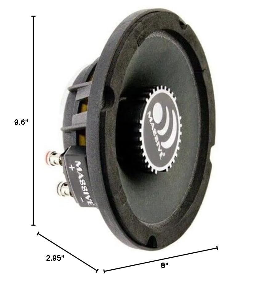 M6S Massive Audio 6.5” Shallow Mount Mid-Range Speaker | 200W Max, 4 Ohm, Slim Design, High Sensitivity Car Audio Mid Driver for Tight Spaces, Clear Vocals & Pro Sound Performance