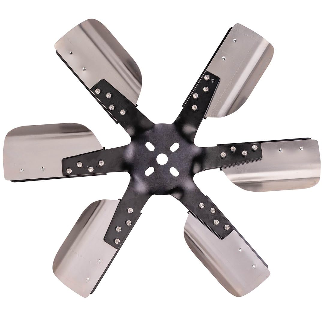 17018 Derale 18" Heavy Duty Stainless Steel Standard Rotation Flex Fan, Black Hub