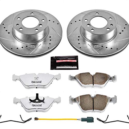 Power Stop K7334-26 Z26 Carbon Fiber Brake Pads with Drilled & Slotted Brake Rotors Kit For BMW 525i 1989, BMW 535i 1989 [Model Specific]